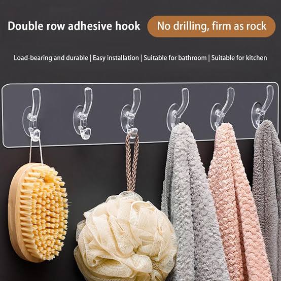(Pack of 3) Double Row Adhesive Hook