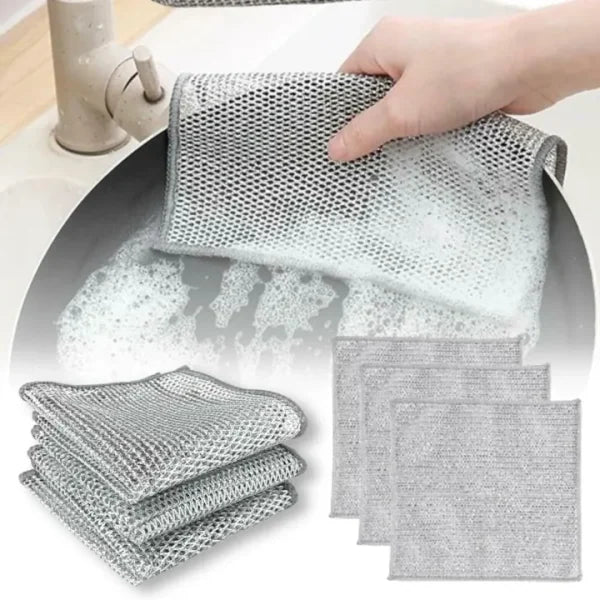 (Pack of 10)Durable Wire Dish Washing Cleaning Cloth